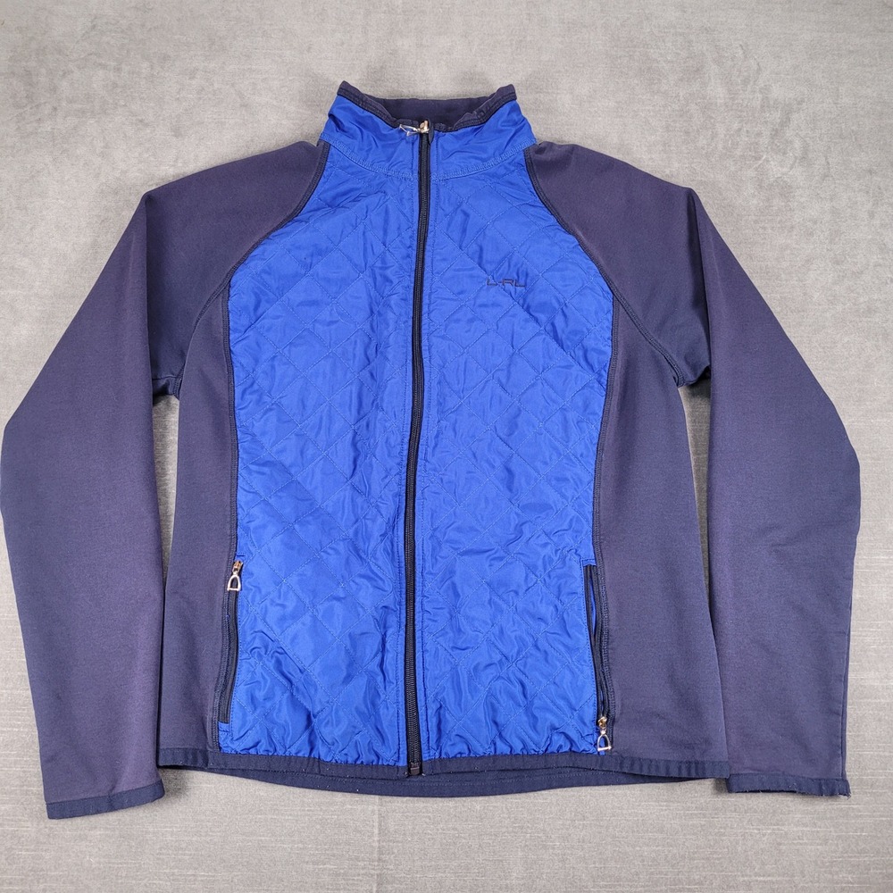 LRL Ralph Lauren Active Quilted Jacket Full Zip Pockets Blue Girl's Size‎ Large